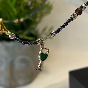 Accessories, face mask holder, string beads handmade , wine & grapes multicolor